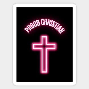 Proud Christian in pink neon Sticker